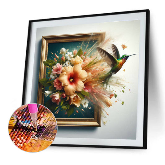 Little Hummingbird Running Out Of The Frame - Full Round Drill Diamond Painting 40*40CM
