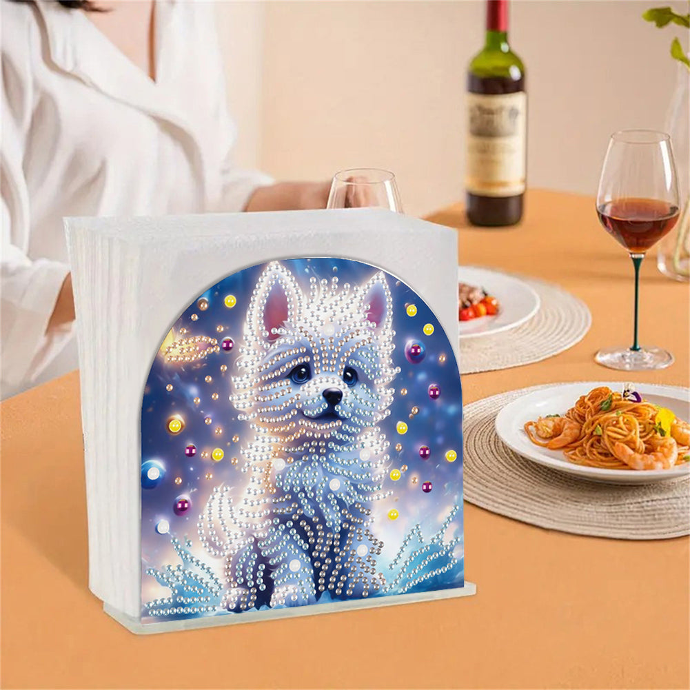 Acrylic Puppy Diamond Painting Napkin Rack Diamond Art Paper Towel Holder