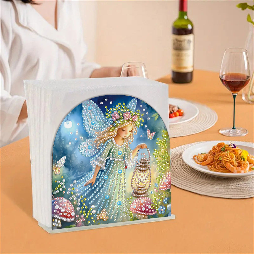 Acrylic Fairy Diamond Painting Napkin Rack Diamond Art Paper Towel Holder