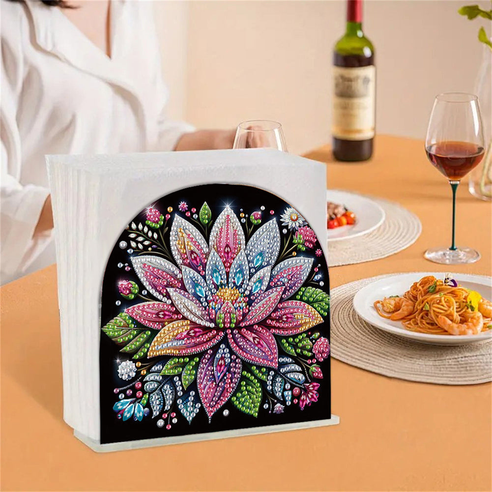 Acrylic Flowers Diamond Painting Napkin Rack Diamond Art Paper Towel Holder