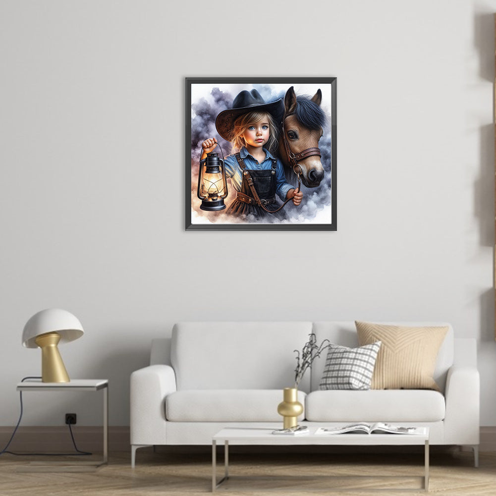Cowboy Kid - Full AB Square Drill Diamond Painting 40*40CM
