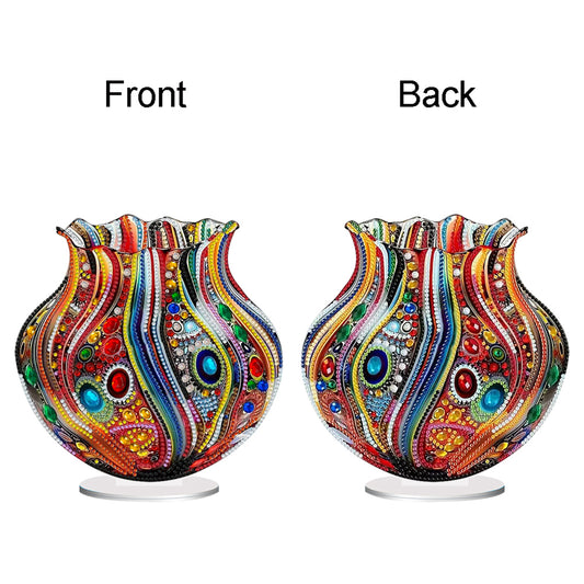 Acrylic Special Shape Colorful Flower Diamond Painting Vase for Home Decor (C)