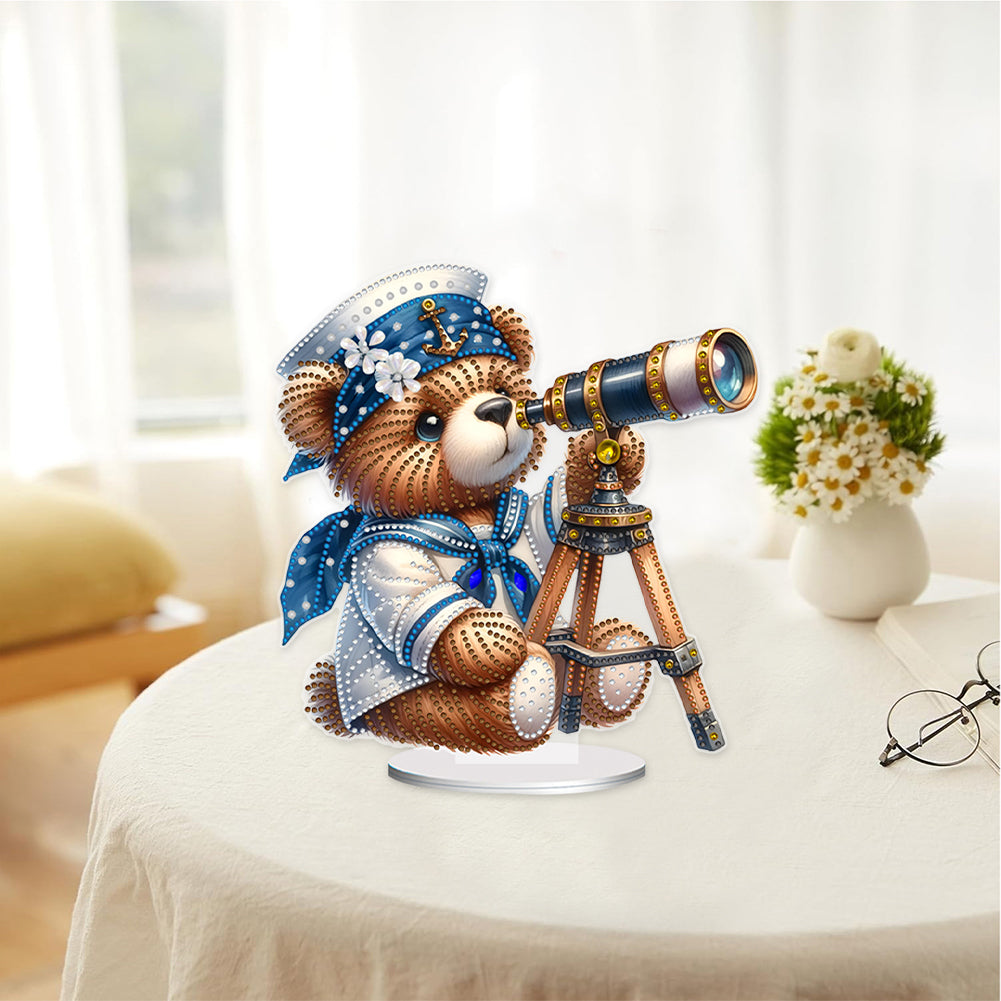 Acrylic Special Shape Sailing Bear DIY Diamond Painting Desktop Ornaments