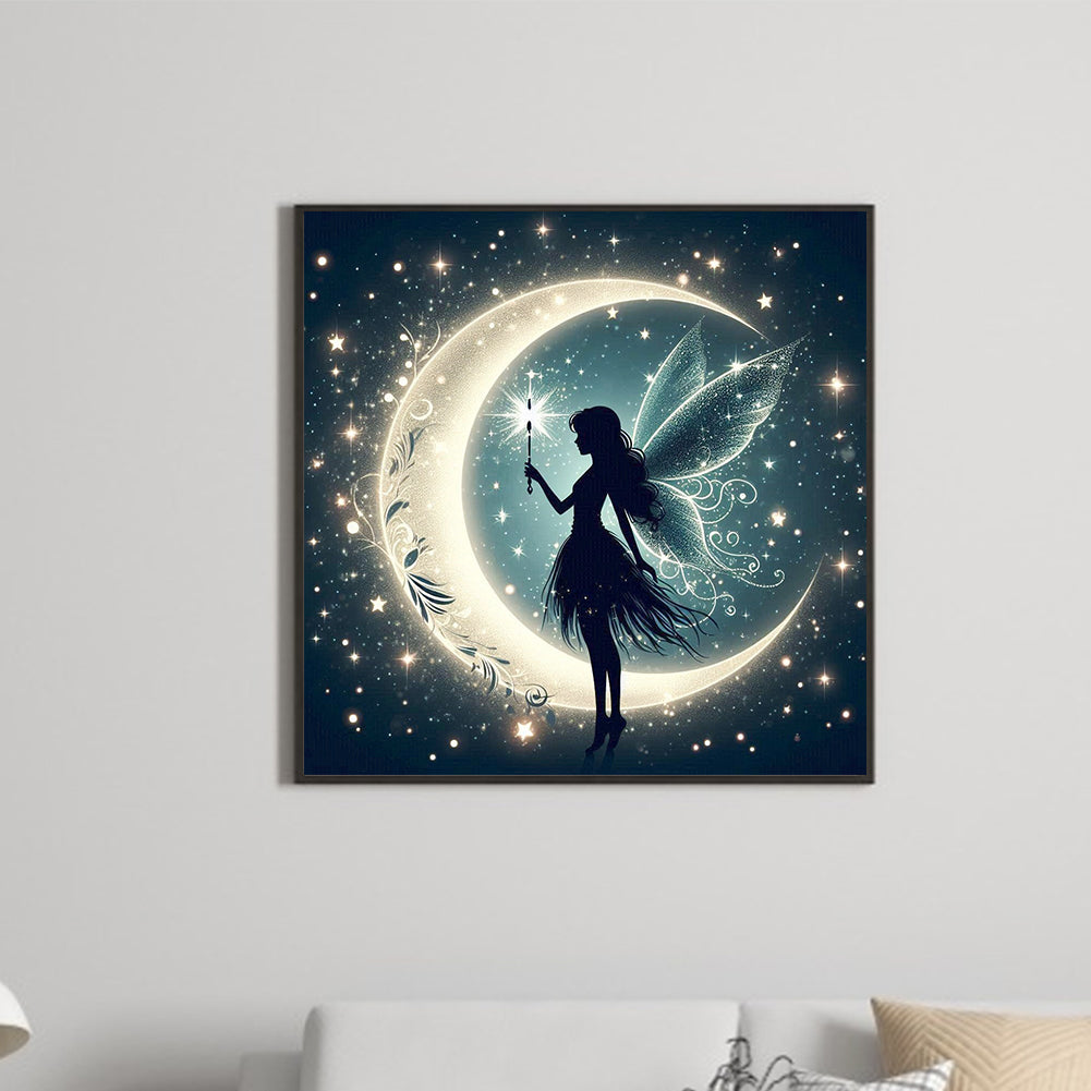 Silhouette Of Elves Under The Moon - Full Square Drill Diamond Painting 30*30CM