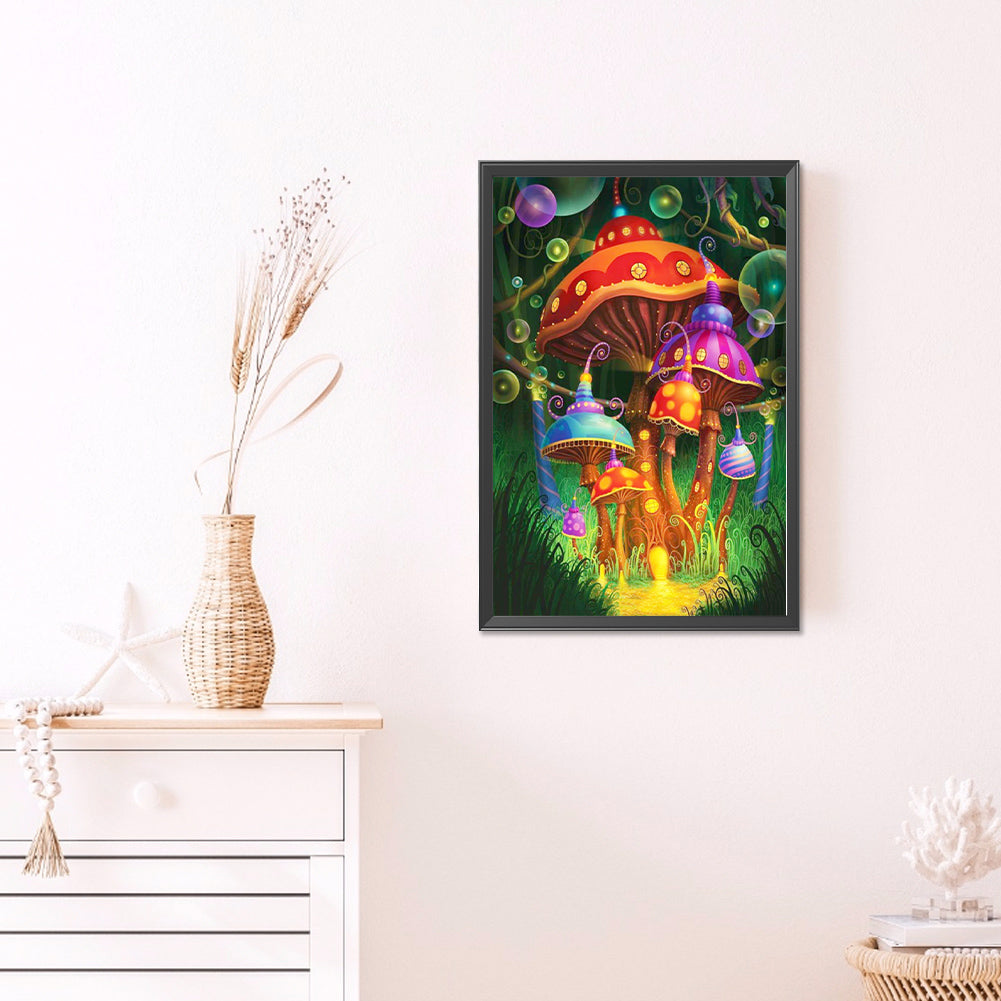 Colorful Mushroom House - Full AB Round Drill Diamond Painting 40*60CM