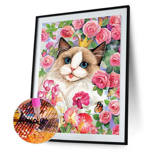 Rose Ragdoll Cat - Full Round Drill Diamond Painting 30*40CM
