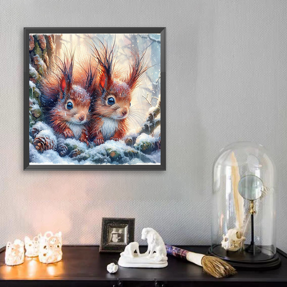 Small Animals In The Snow - Full Square Drill Diamond Painting 30*30CM