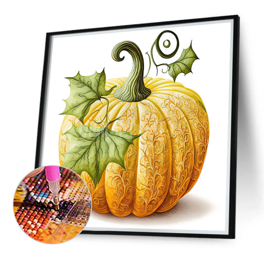 Green Leaf Pumpkin - Full Round Drill Diamond Painting 40*40CM
