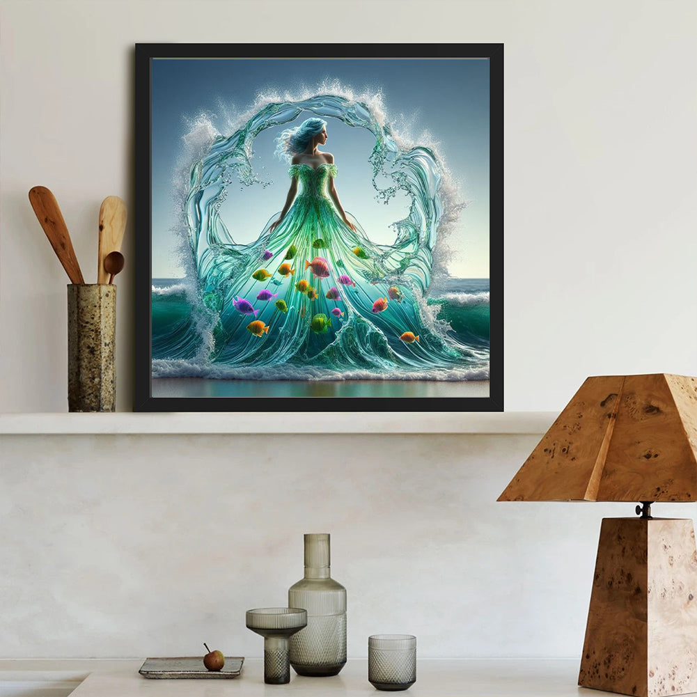 Fish Water Skirt - Full Round Drill Diamond Painting 40*40CM