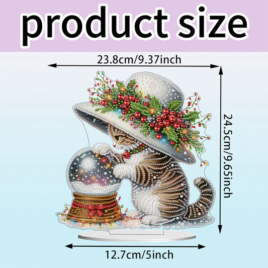 Acrylic Special Shape Cat And Crystal Ball Diamond Painting Desktop Ornaments