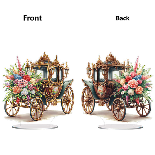 Acrylic Special Shape Flower Carriage Diamond Painting Desktop Ornaments