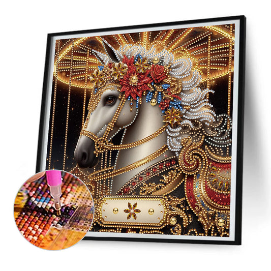 Metal Unicorn - Partial Special-Shaped Drill Diamond Painting 30*30CM