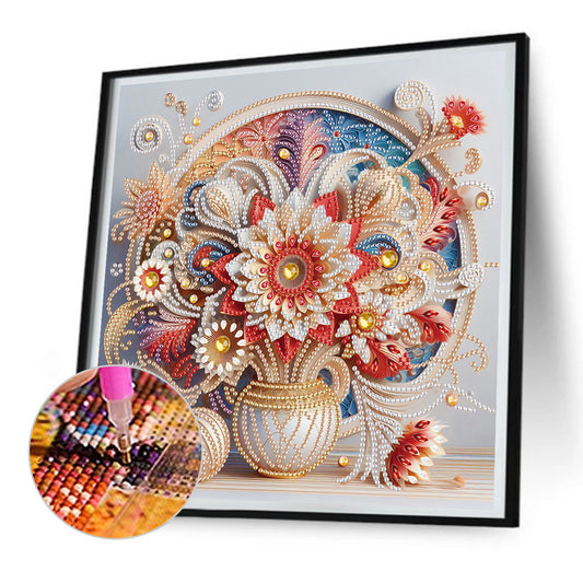 Sun Paper Flower Vase - Partial Special-Shaped Drill Diamond Painting 30*30CM