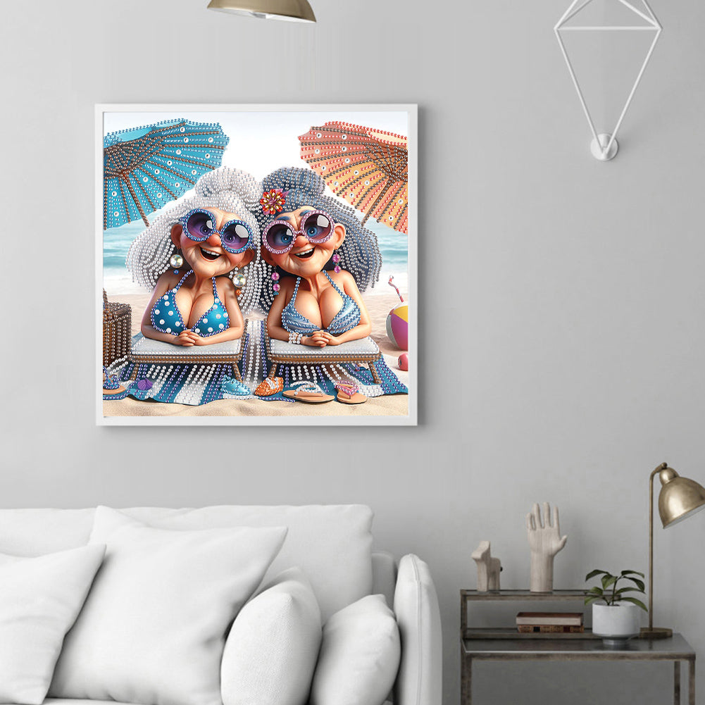 Cute Old Grandma - Partial Special-Shaped Drill Diamond Painting 30*30CM