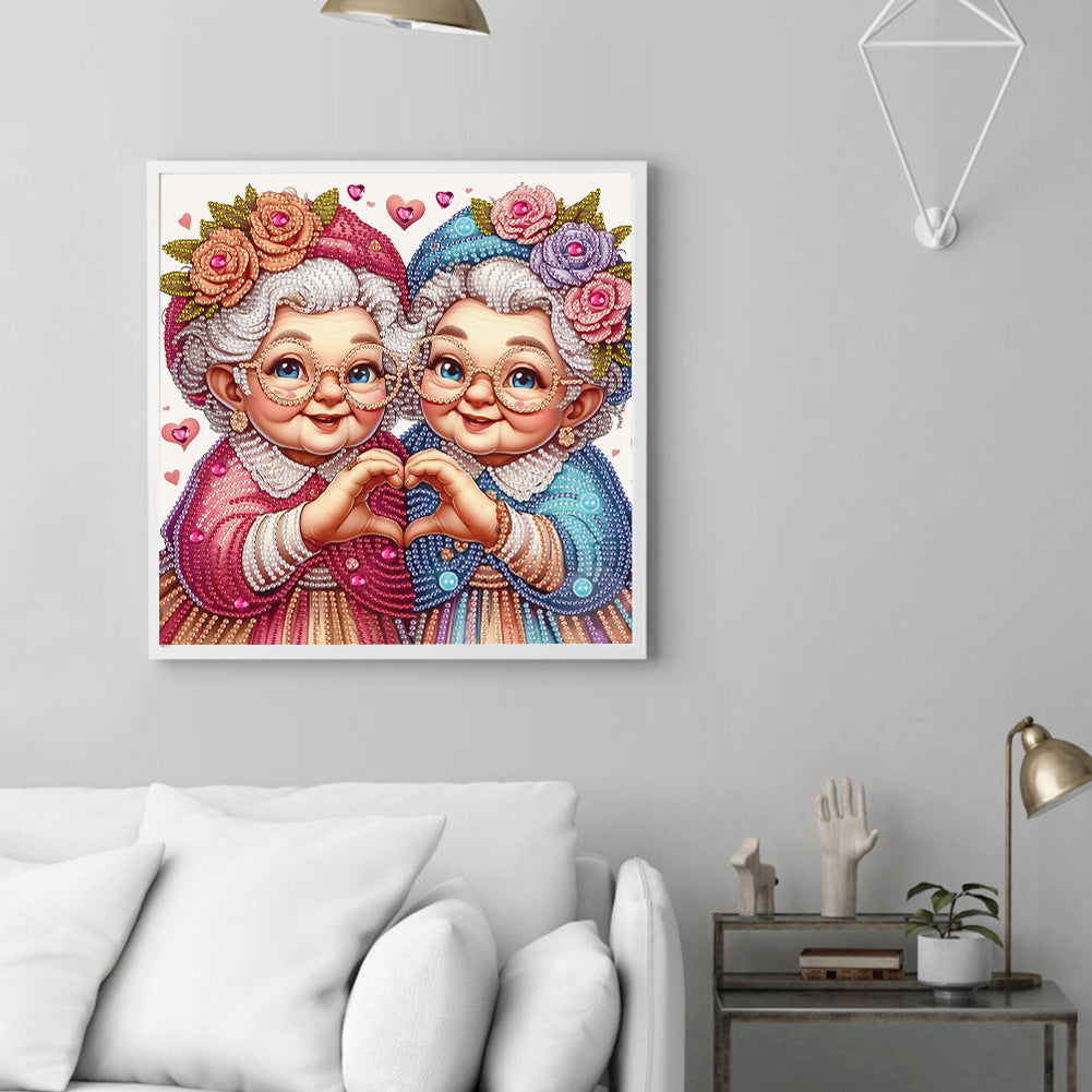Cute Old Grandma - Partial Special-Shaped Drill Diamond Painting 30*30CM