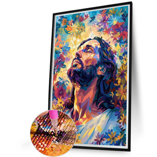 Floral Jesus - Full Round Drill Diamond Painting 40*60CM