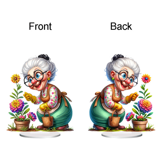 Acrylic Special Shaped Grandma Leisure Time Diamond Painting Desktop Decorations
