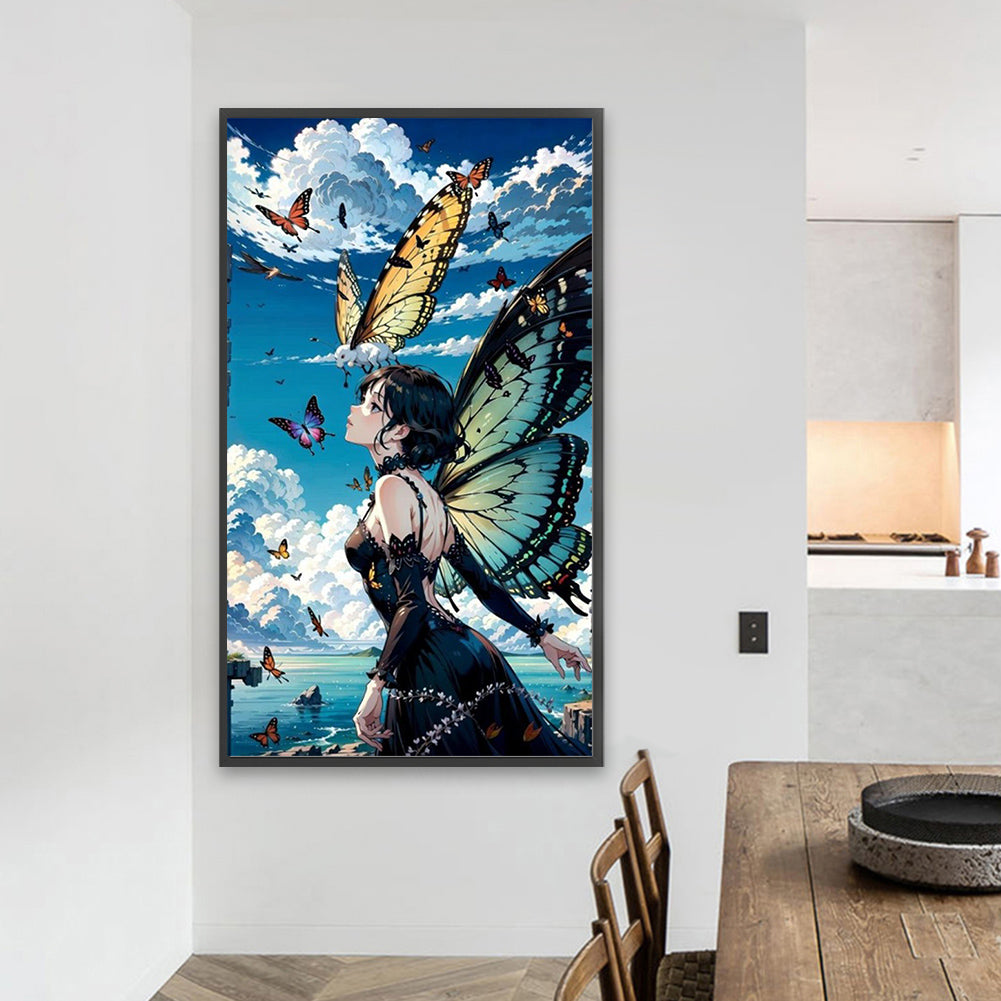 Butterfly Girl - Full AB Round Drill Diamond Painting 40*70CM