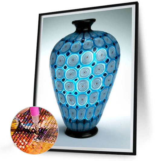 Blue Vase - Full Round Drill Diamond Painting 30*40CM