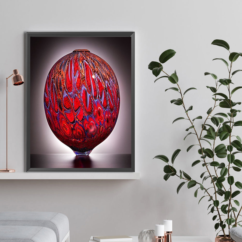 Red Vase - Full Round Drill Diamond Painting 30*40CM