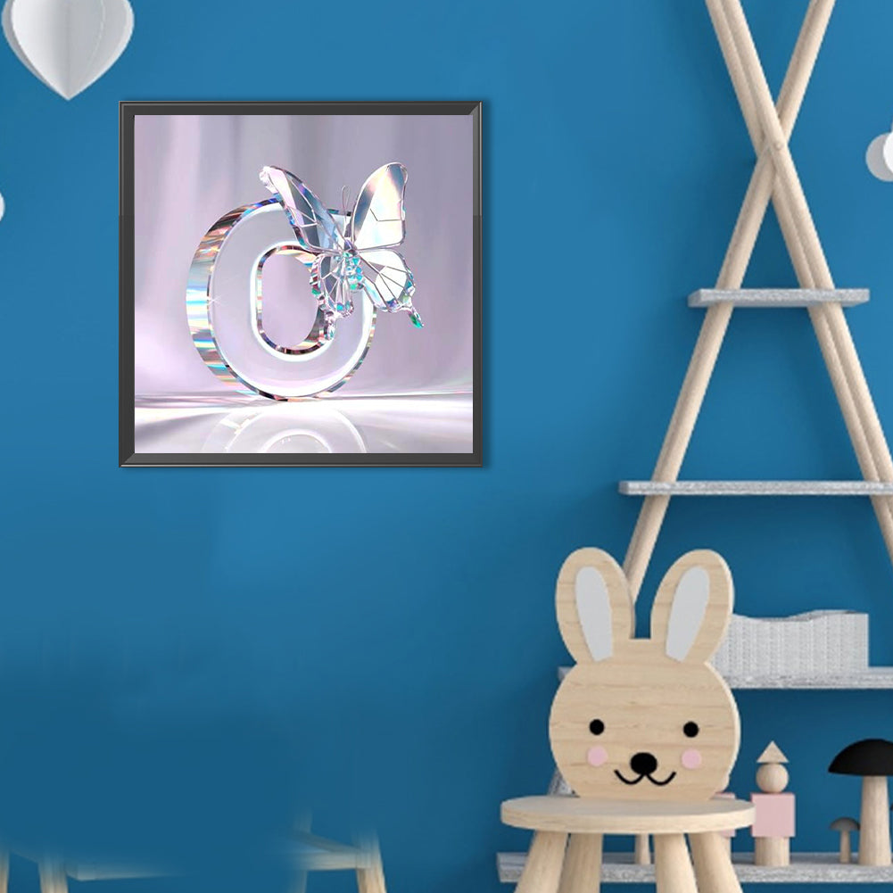 Crystal Butterfly Letter O - Full Round Drill Diamond Painting 30*30CM