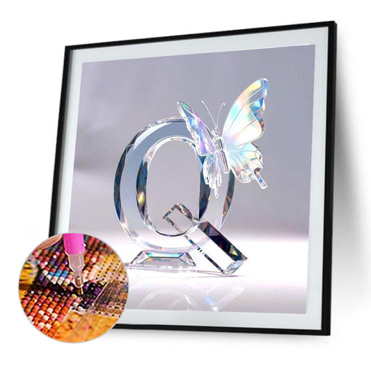 Crystal Butterfly Letter Q - Full Round Drill Diamond Painting 30*30CM