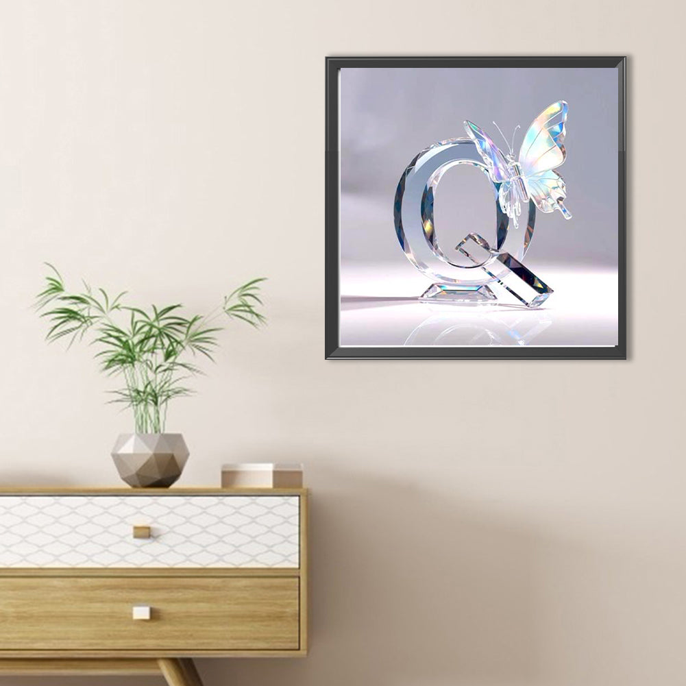 Crystal Butterfly Letter Q - Full Round Drill Diamond Painting 30*30CM