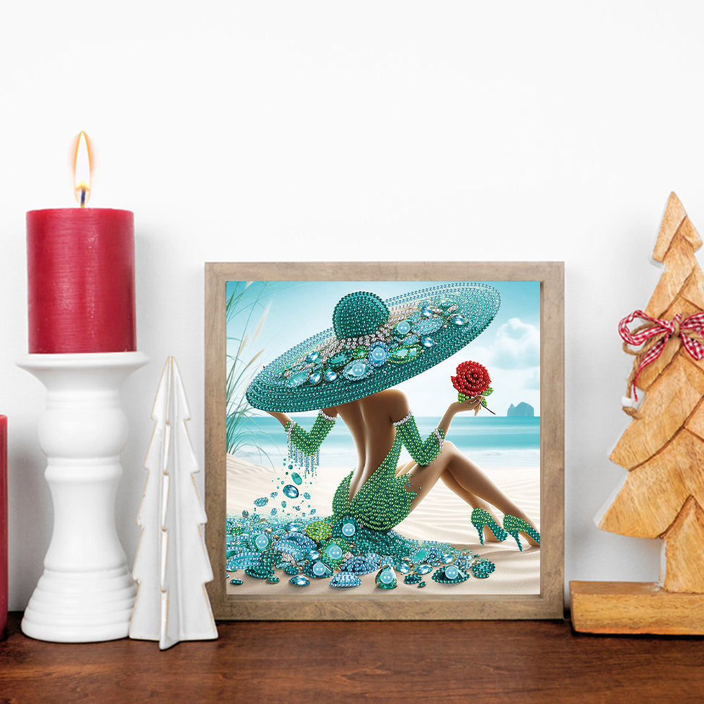 Woman With A Beautiful Skirt - Special Shaped Drill Diamond Painting 30*30CM