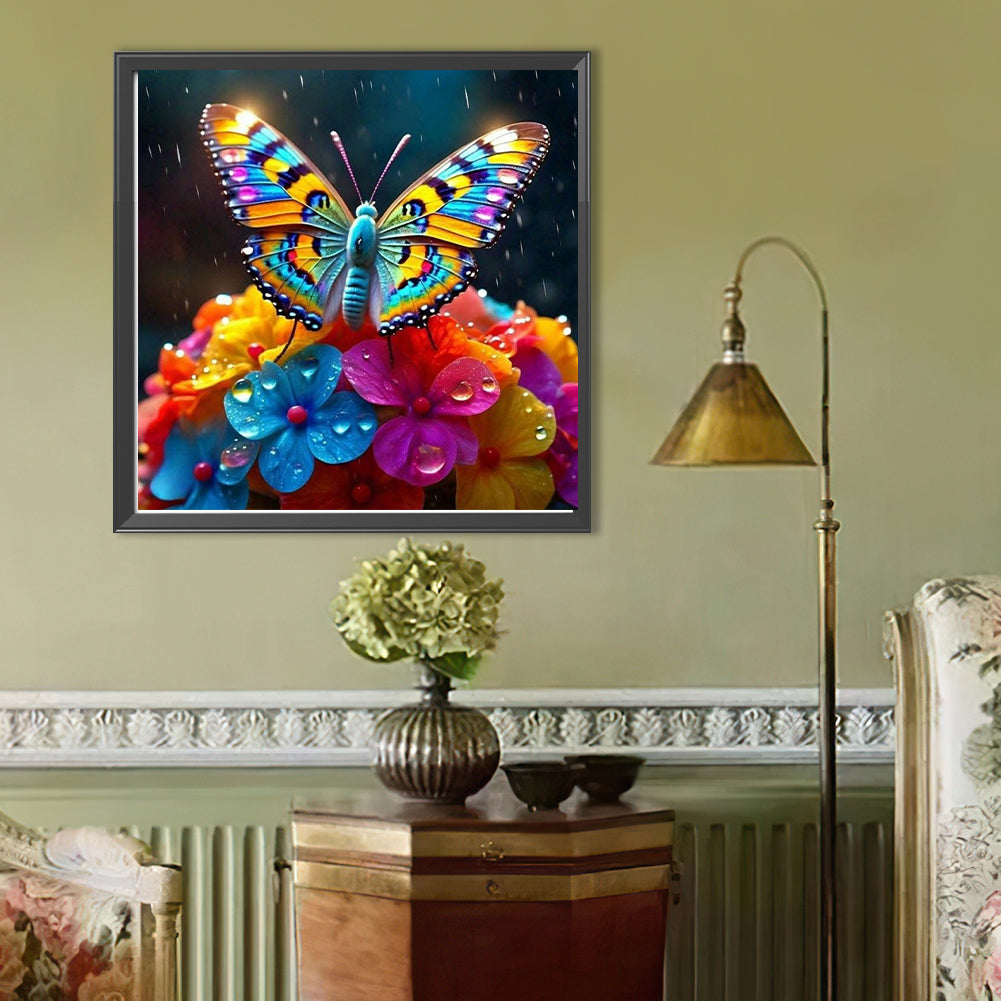 Hydrangea Butterfly - Full Round Drill Diamond Painting 40*40CM