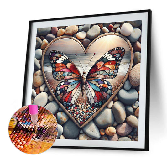 Pebble Butterfly - Full Round Drill Diamond Painting 40*40CM