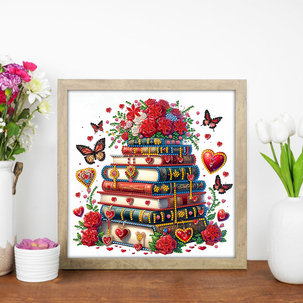 Red Rose Book - Special Shaped Drill Diamond Painting 30*30CM