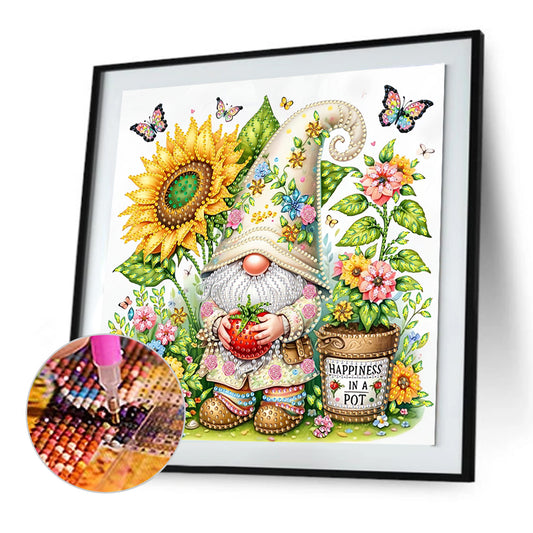 Sunflower And Gnome - Special Shaped Drill Diamond Painting 30*30CM