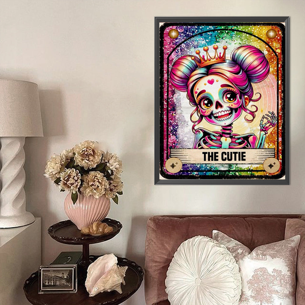 Cute Skull Girl - Full AB Round Drill Diamond Painting 40*50CM