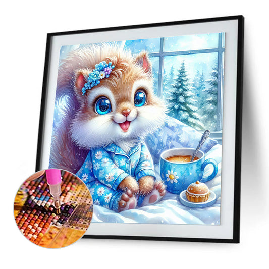 Coffee Squirrel - Full Round Drill Diamond Painting 30*30CM