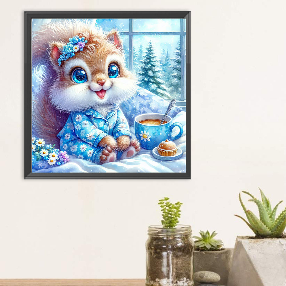Coffee Squirrel - Full Round Drill Diamond Painting 30*30CM