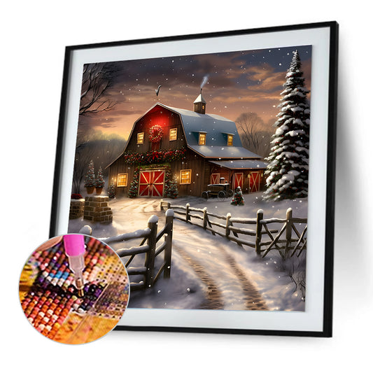 Snowy House - Full Round Drill Diamond Painting 30*30CM