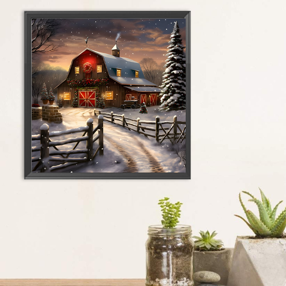 Snowy House - Full Round Drill Diamond Painting 30*30CM