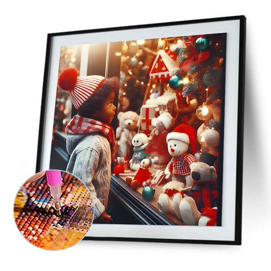 Christmas Window Kids - Full Round Drill Diamond Painting 30*30CM