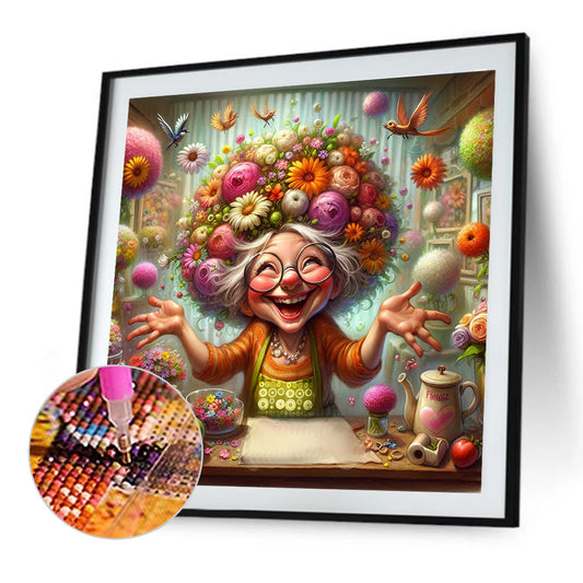 Happy People And Flowers - Full Round Drill Diamond Painting 40*40CM