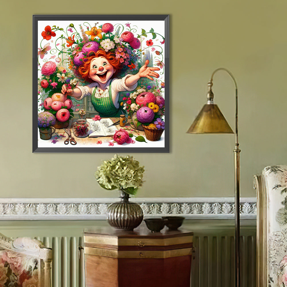 Happy People And Flowers - Full Round Drill Diamond Painting 40*40CM