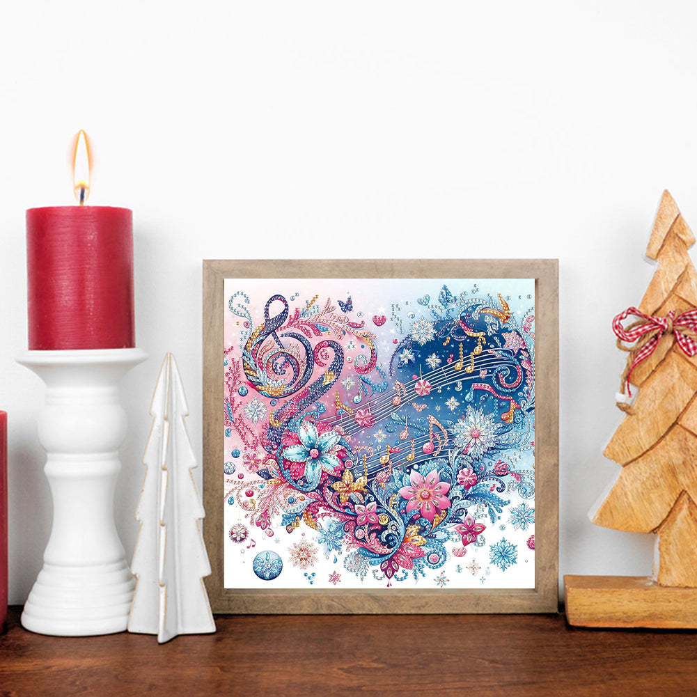 Notes Heart Flowers - Special Shaped Drill Diamond Painting 30*30CM