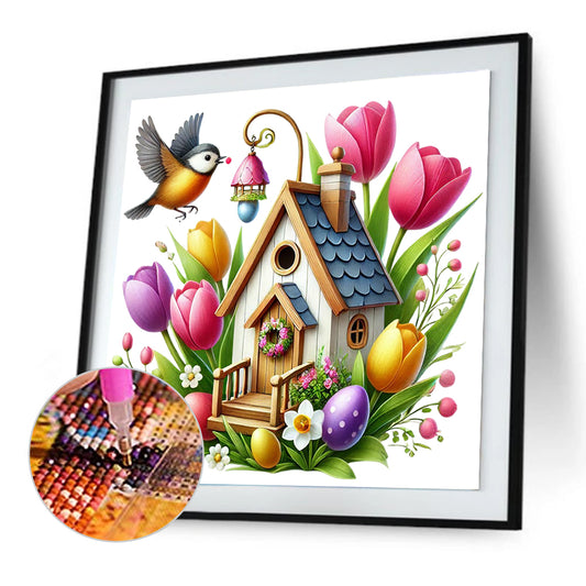 Easter Bird House - Full Round Drill Diamond Painting 30*30CM