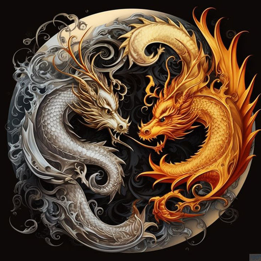 Yin Yang Dragon - Full Square Drill Diamond Painting 40*40CM