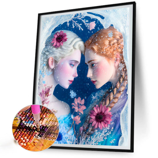 Wolf Flower Angel Elf Girl Princess Elsa - Full Round Drill Diamond Painting 40*50CM