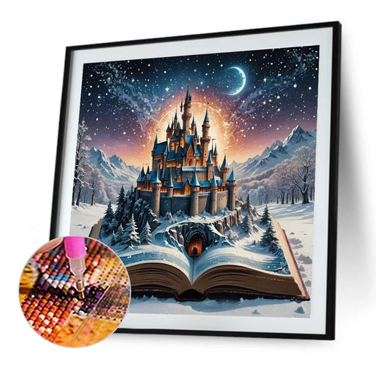 Snow Castle In The Book - Full Round Drill Diamond Painting 50*50CM