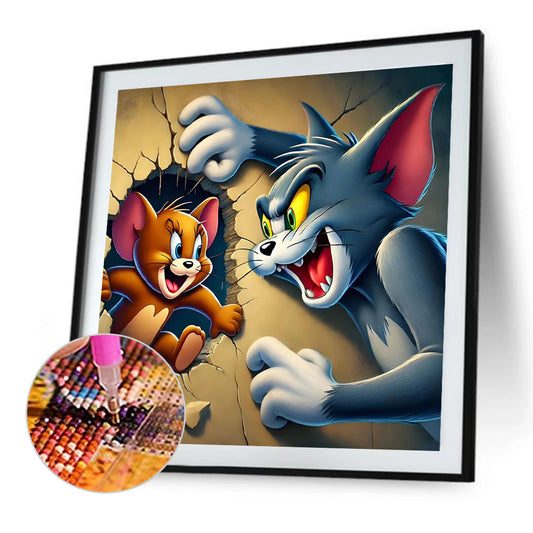 Cat And Mouse - Full Round Drill Diamond Painting 40*40CM