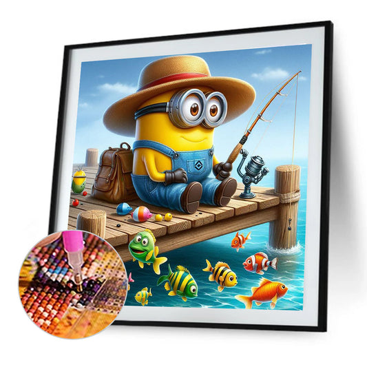 Minions Fishing - Full Round Drill Diamond Painting 40*40CM