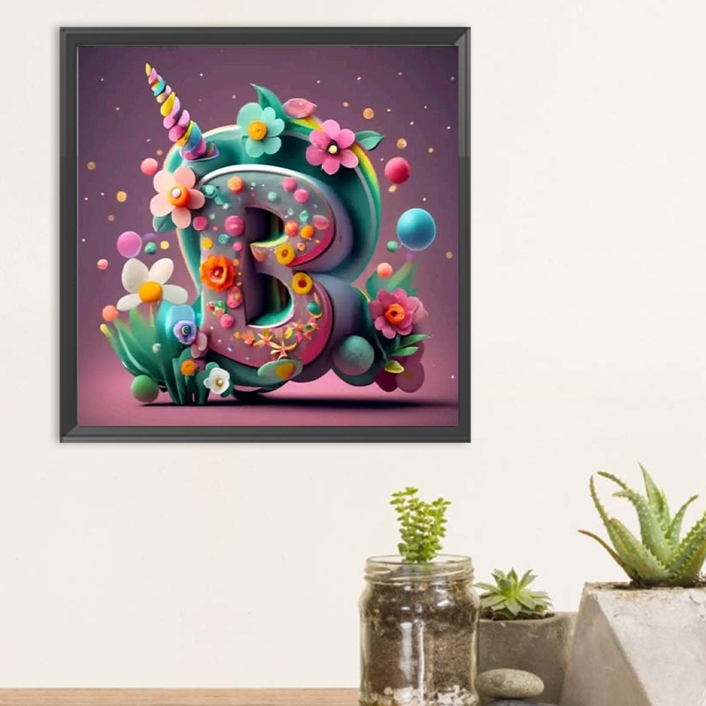 Letter B - Full Round Drill Diamond Painting 30*30CM
