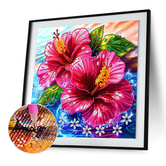 Hibiscus Flower - Special Shaped Drill Diamond Painting 30*30CM