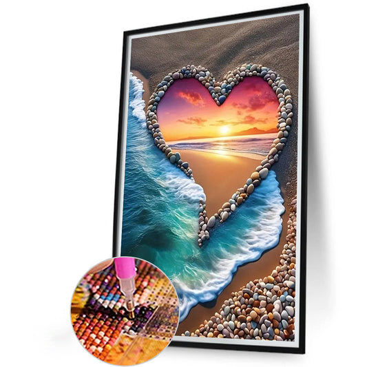 Love Sunset Beach - Full Round Drill Diamond Painting 40*60CM